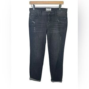 Free People Jeans Womens 26 Straight Leg Black Ankle Distressed Denim Low Rise
